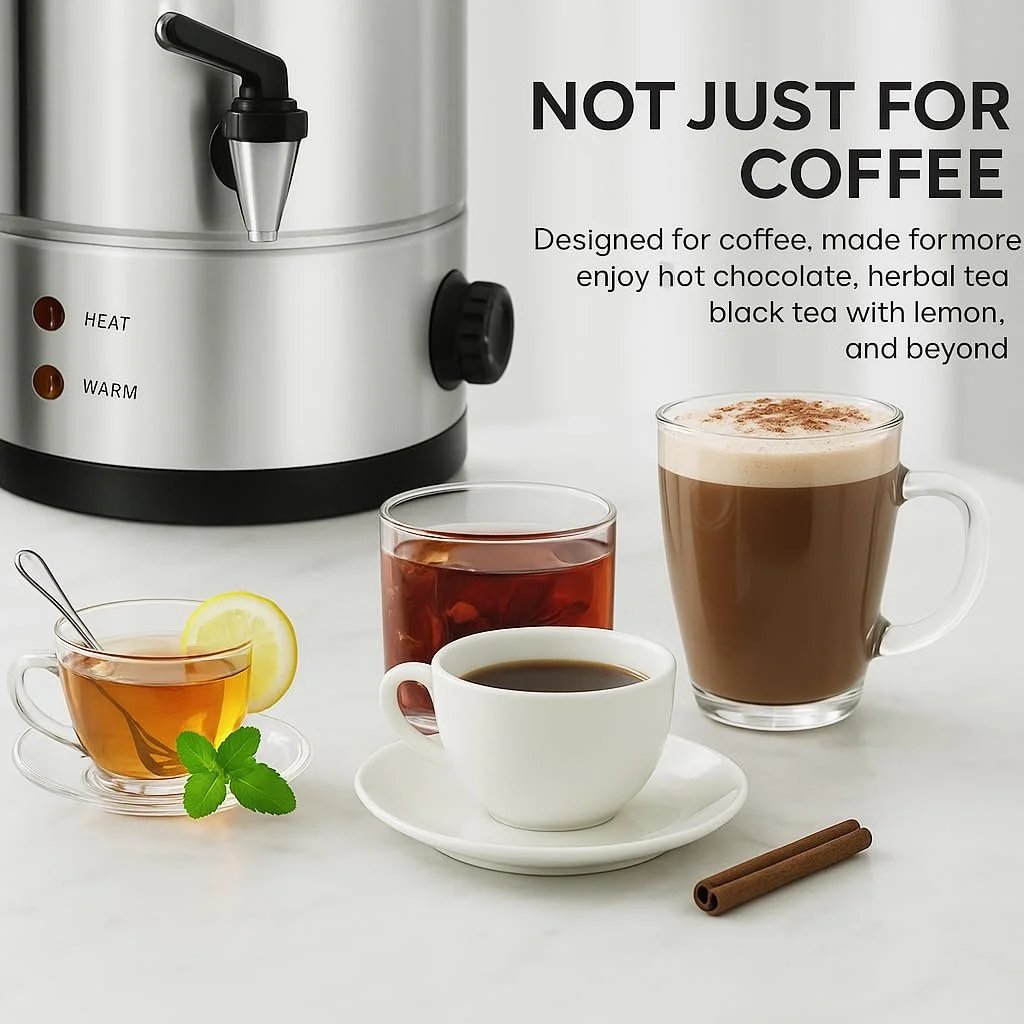 Кофемашина Bostar с круглым фильтром 12 л, 75 чашек, функция заваривания и подогрева, интеллектуальный контроль температуры, индикатор уровня, Нержавеющая сталь, фото №4