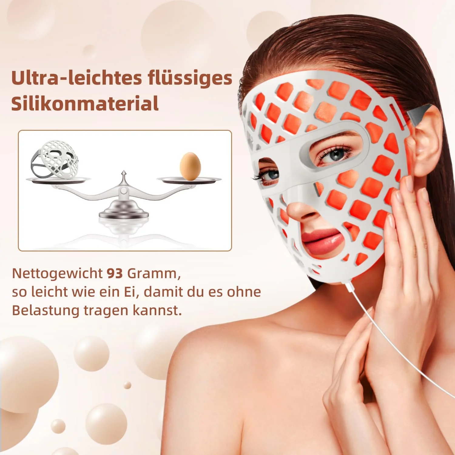 LED Маска для лица Трехцветная, красный свет, для красоты лица, антивозрастная, омолаживающая, подтягивающая, фото №4