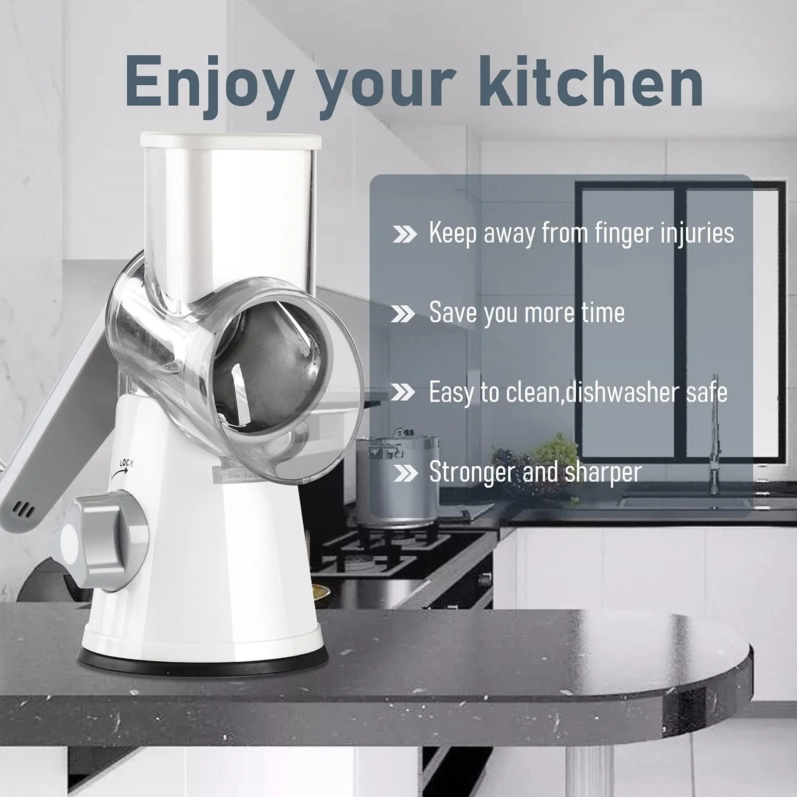 Терка KEOUKE для сиру з ручкою, барабанна, фото №6