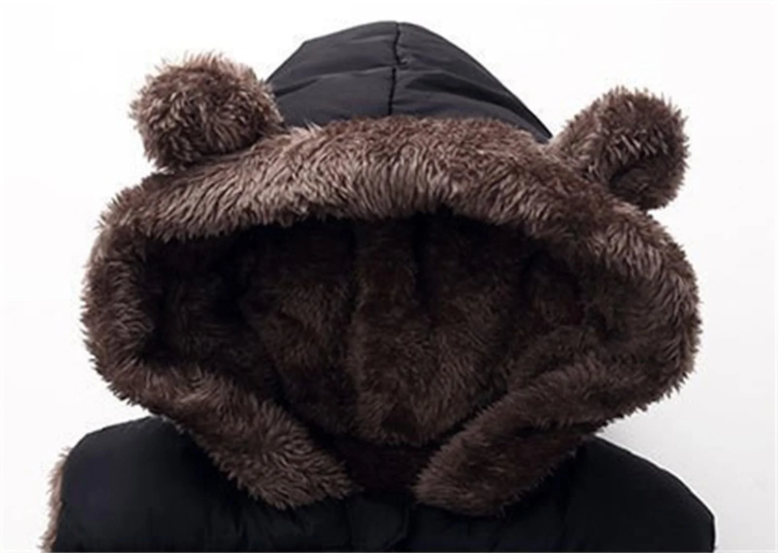 Жилет для малышей с капюшоном Generisch, теплый зимний, без рукавов, с медвежьими ушками, на молнии, фото №1