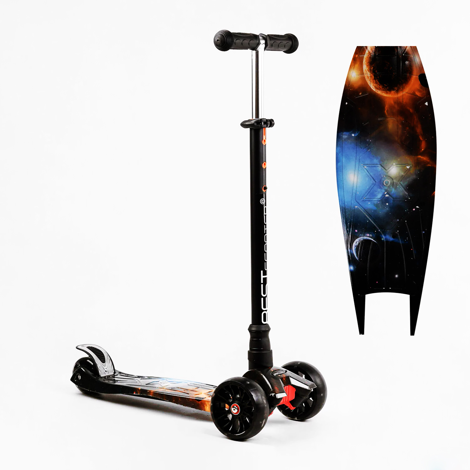Самокат Best Scooter MAXI S 4 колеса PU СВЕТ Planets 60 кг Разноцветный 111810, фото №2