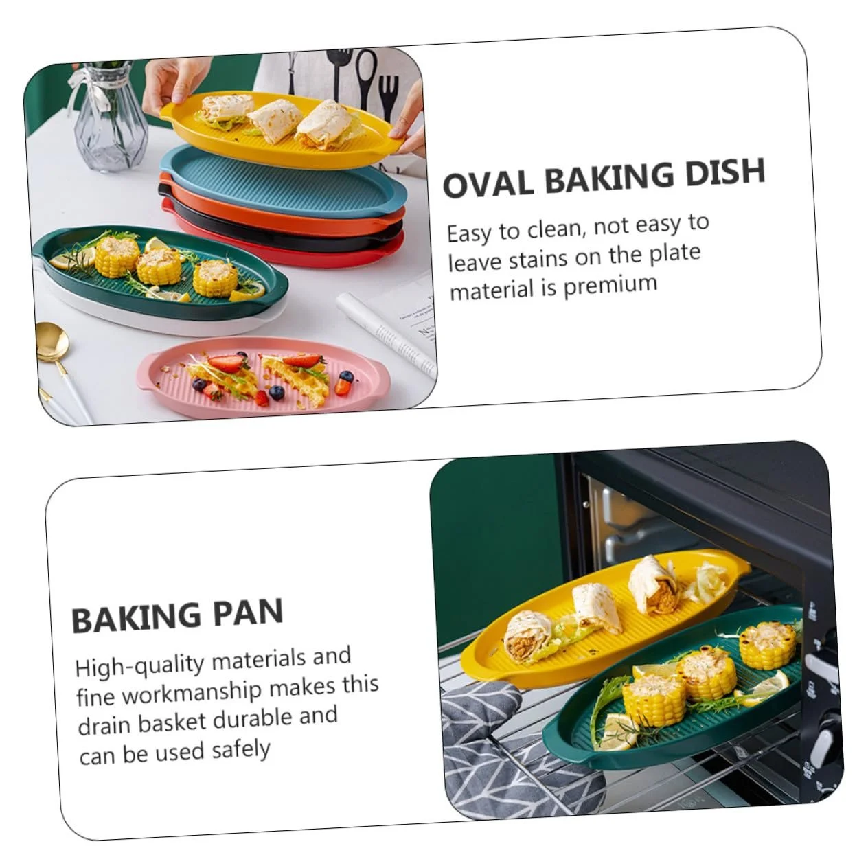 Форма для выпекания керамическая овальная с ручками термостойкая, фото №3