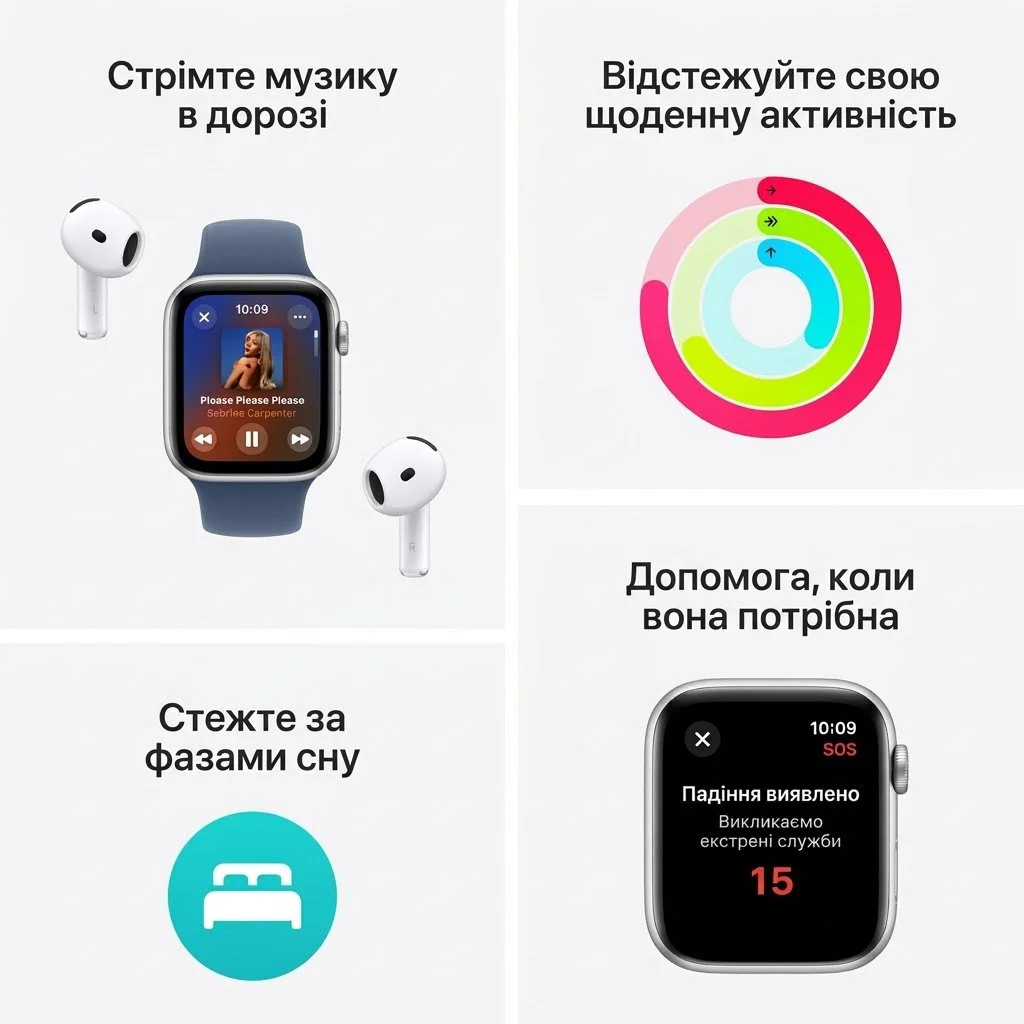 Смарт-годинник Apple Watch SE (2nd Gen) GPS 44mm Aluminum Case Midnight with Midnight Sport Band, фото №4
