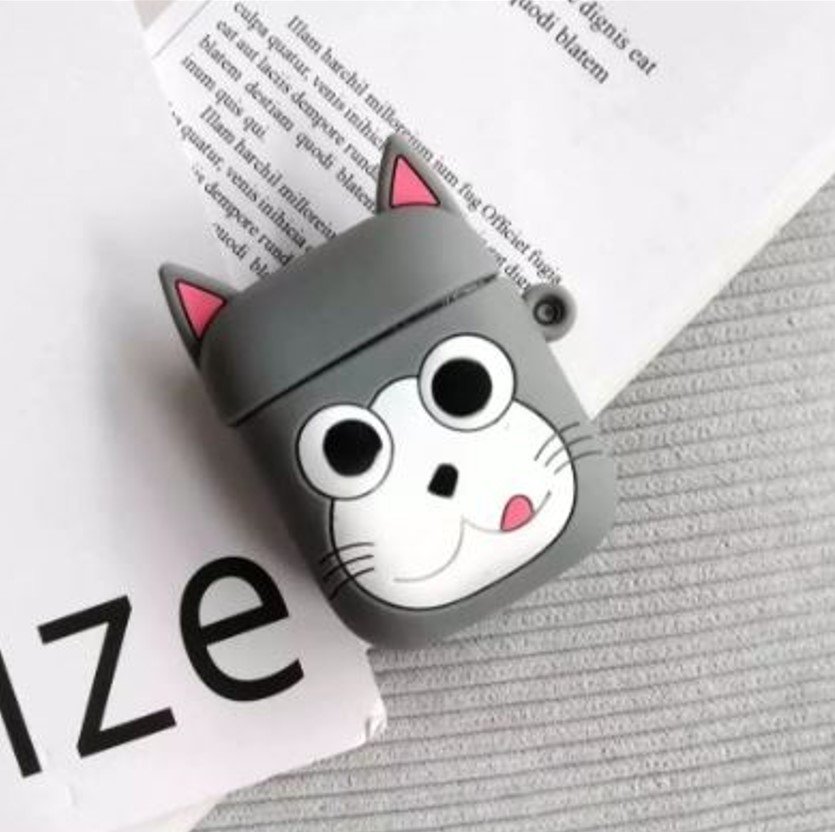 Силіконовий Сірий Чохол Котик Для Навушників Apple Аїрпідсів, фото №1 Силіконовий Сірий Чохол Котик Для Навушників Apple Аїрпідсів, фото №1