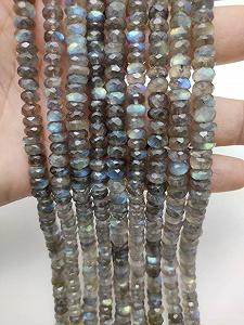 Бусины Лабрадорит Круглый Ограненный 7.5-8 мм Серый - Фото 1