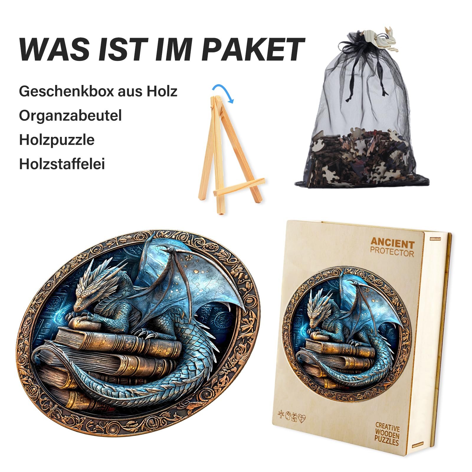 Деревянный пазл Old Dragon Фигурный L-34 x 34 см 300 элементов, фото №4