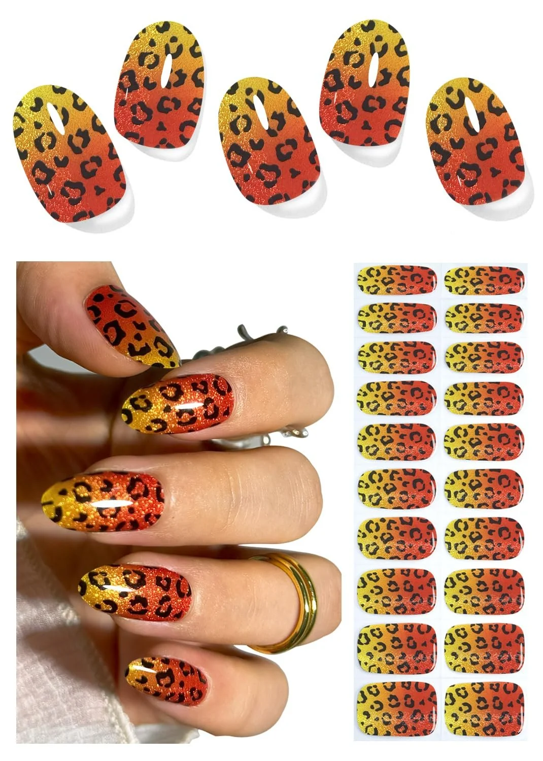 Пленки для ногтей UV Leopard Ombre гелевые самоклеящиеся 20 штук с инструментами, фото №1 Пленки для ногтей UV Leopard Ombre гелевые самоклеящиеся 20 штук с инструментами, фото №1
