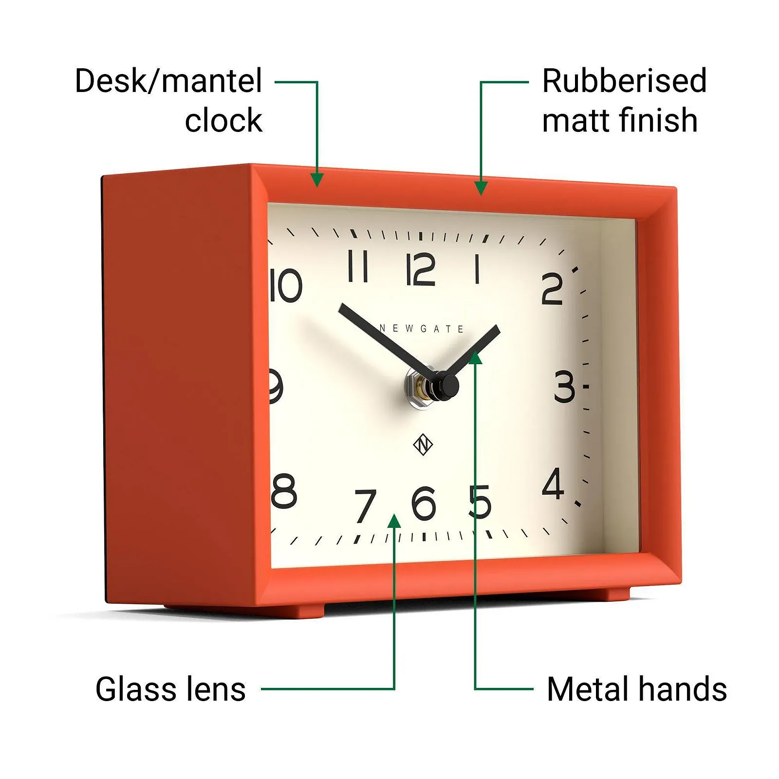 Настільний годинник NEWGATE Henry | Сучасний прямокутний дизайн | Помаранчевий гарбуз | Легко читаємі цифри, фото №6 Настільний годинник NEWGATE Henry | Сучасний прямокутний дизайн | Помаранчевий гарбуз | Легко читаємі цифри, фото №6