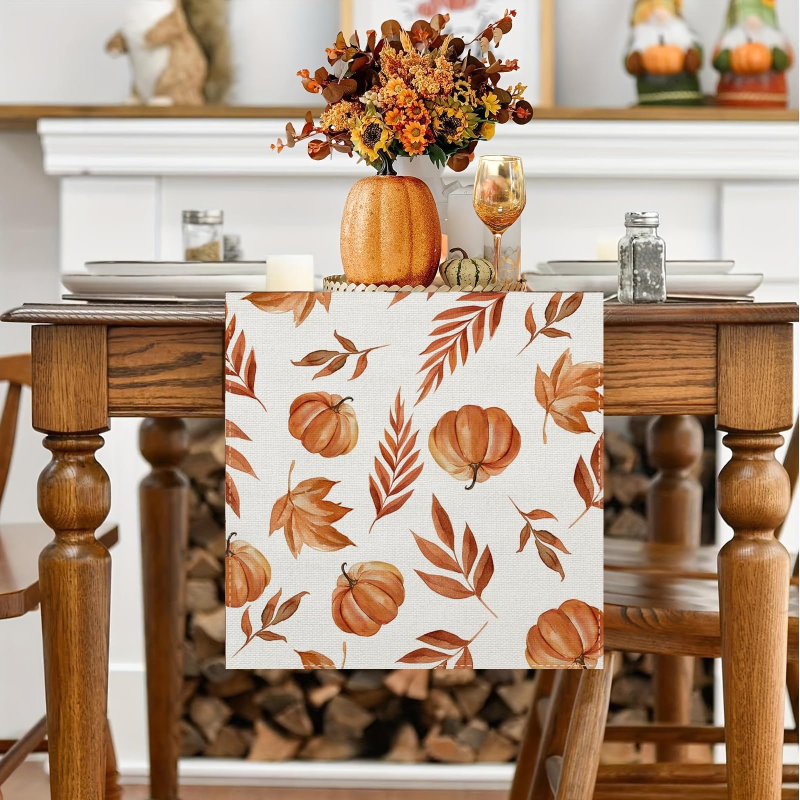 Ранер для столу Autumn Pumpkins Leaves 40 x 140 см Помаранчевий, фото №4
