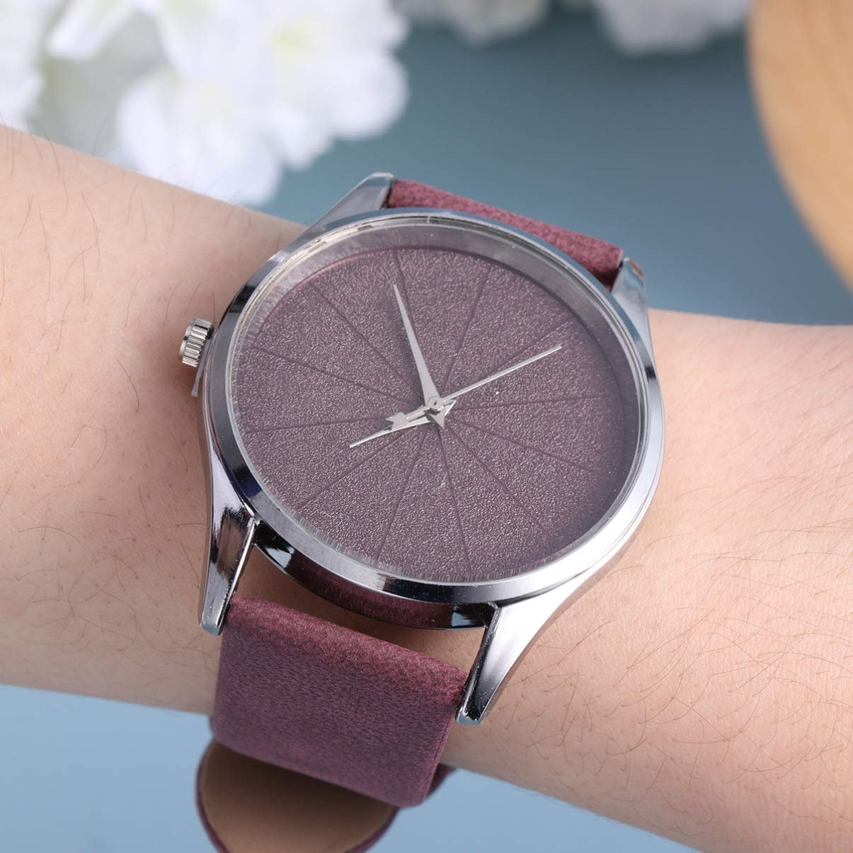 Жіночий годинник PartyKindom Кварцовий з тонким шкіряним ремінцем Червоний, фото №7