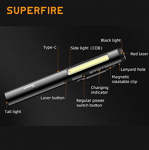 Фонарь многофункциональный карманный J01 SuperFire 400 Lumen IP42 synthetic.ua - Фото 1