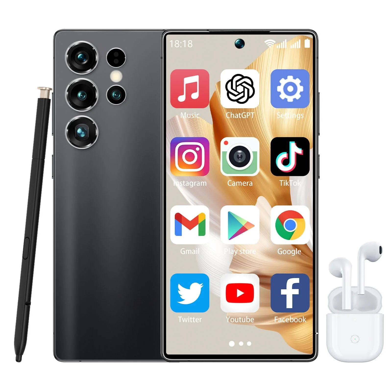 Смартфон 4G 6.8" HD 4 GB + 64 GB 3800 mAh Stylus Pen Black + Bluetooth Headset, фото №1