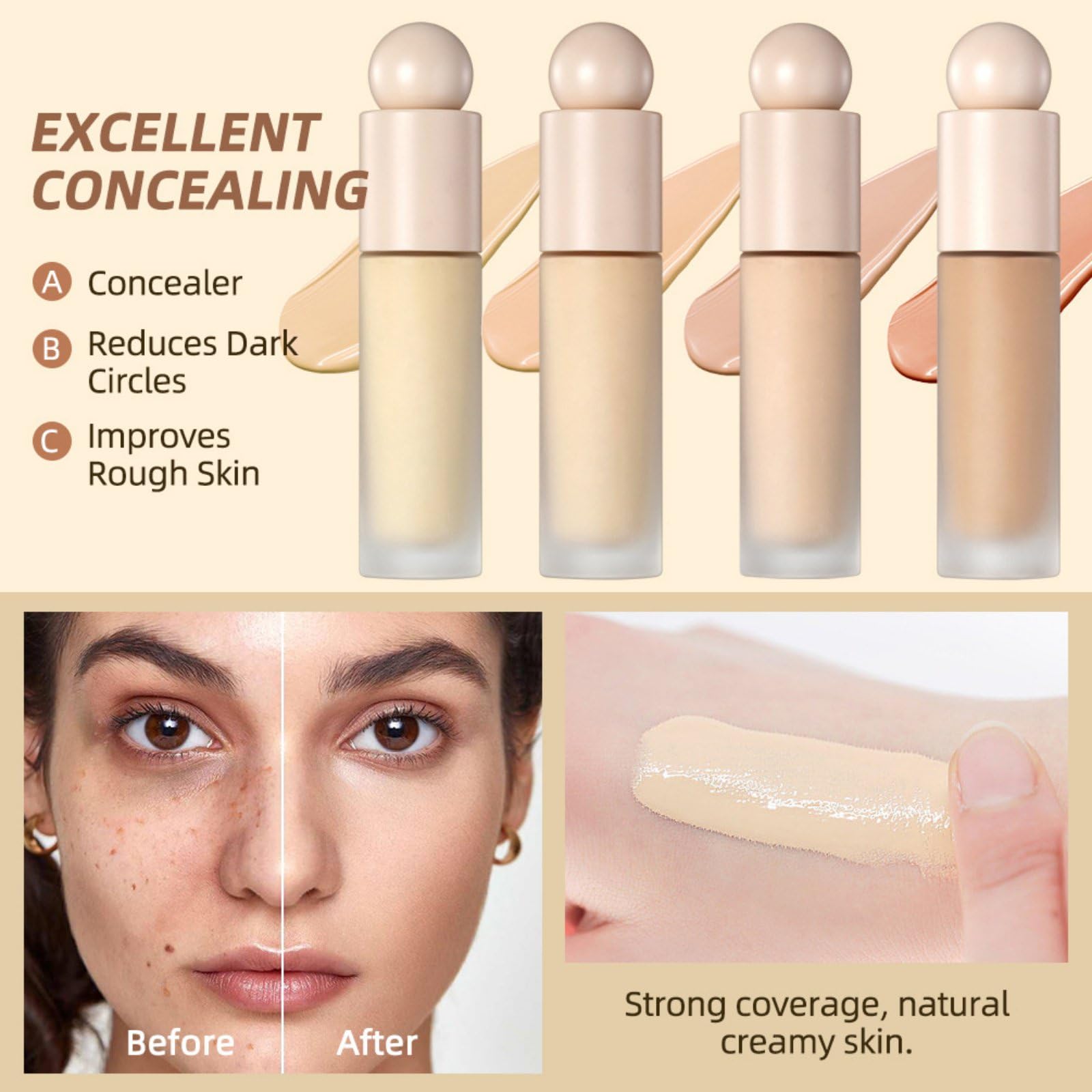 Крем Allbestaye Face Foundation Primer BB Concealer Makeup Base Moisturising Blemish Balm (A3), фото №5