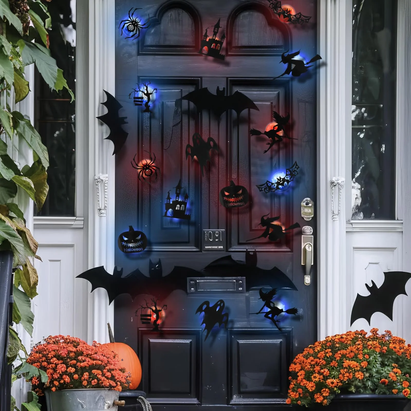 Наклейки на стіну 3D LED Bat Decoration 16 шт. Фіолетові Хелловін Декор для вулиці та дому, фото №7