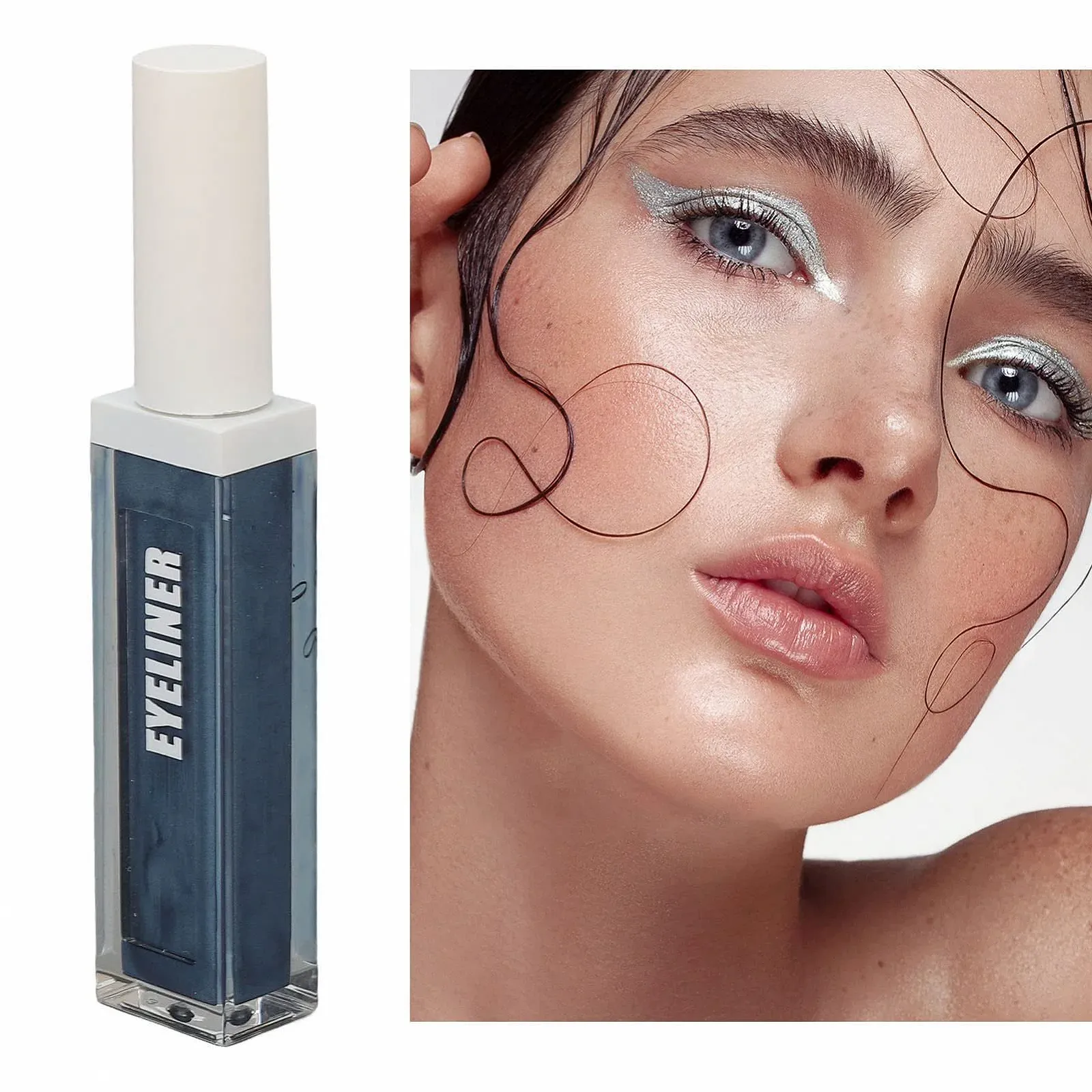 Підводка для очей Рідка Блискуча Швидковисихаюча Водостійка Синя, 3 г, фото №3