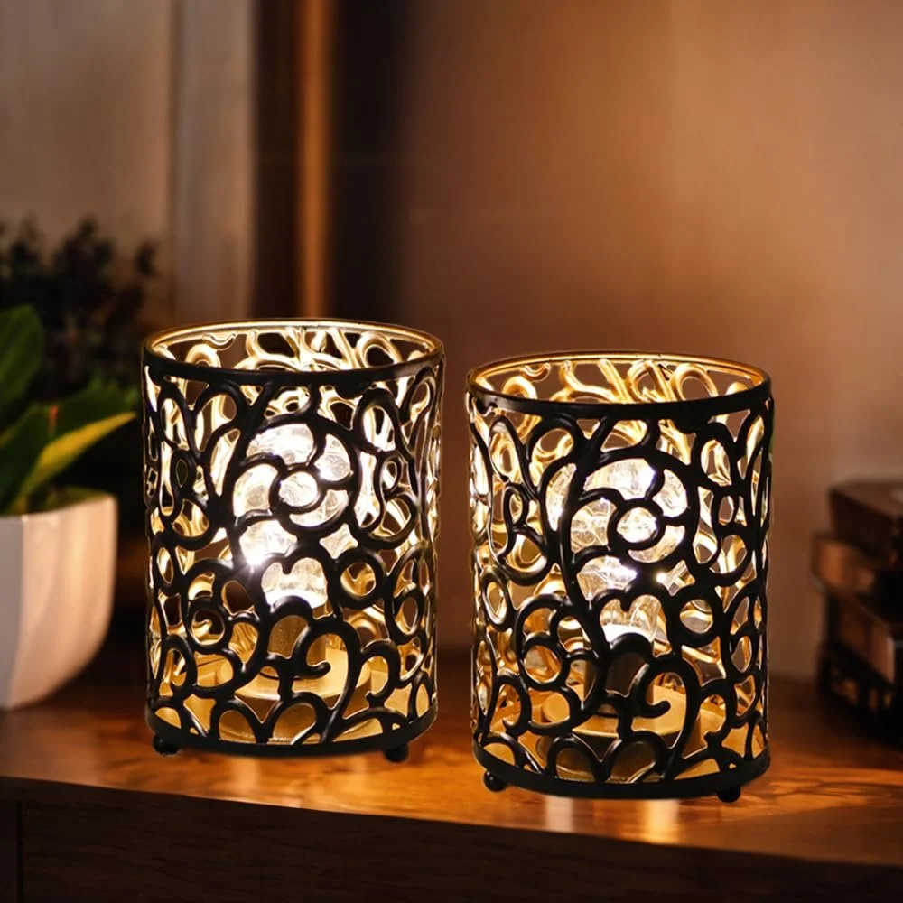 Настільна лампа JHY DESIGN Vintage 16 см Таймер 6 годин Металева Чорна (2 шт), фото №5