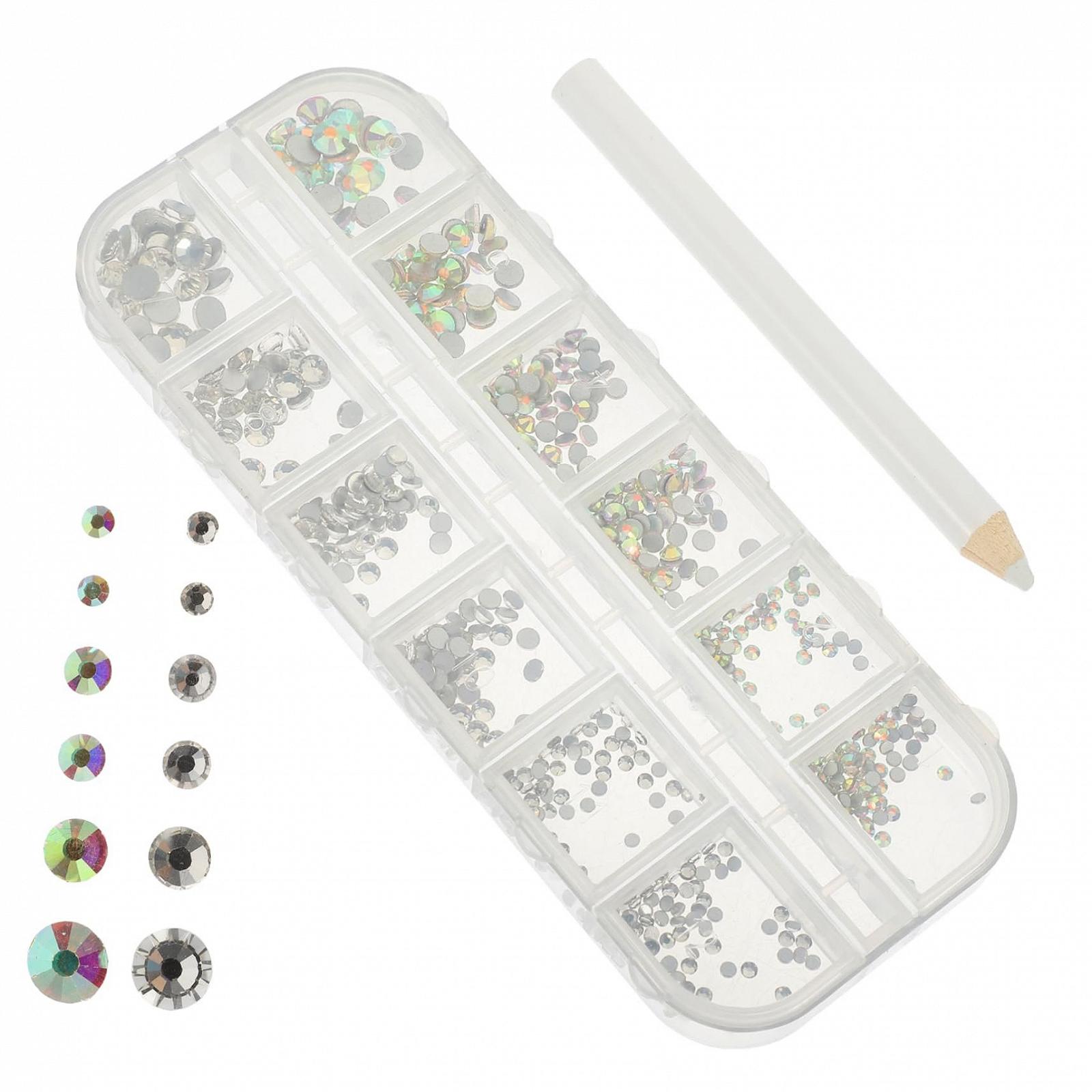 Набор для ногтей Housoutil Наклейки для украшения ногтей со стразами Коробка для макияжа Кристаллы для рукоделия Диски для ногтей 3D Плоские стеклянные аксессуары, фото №1