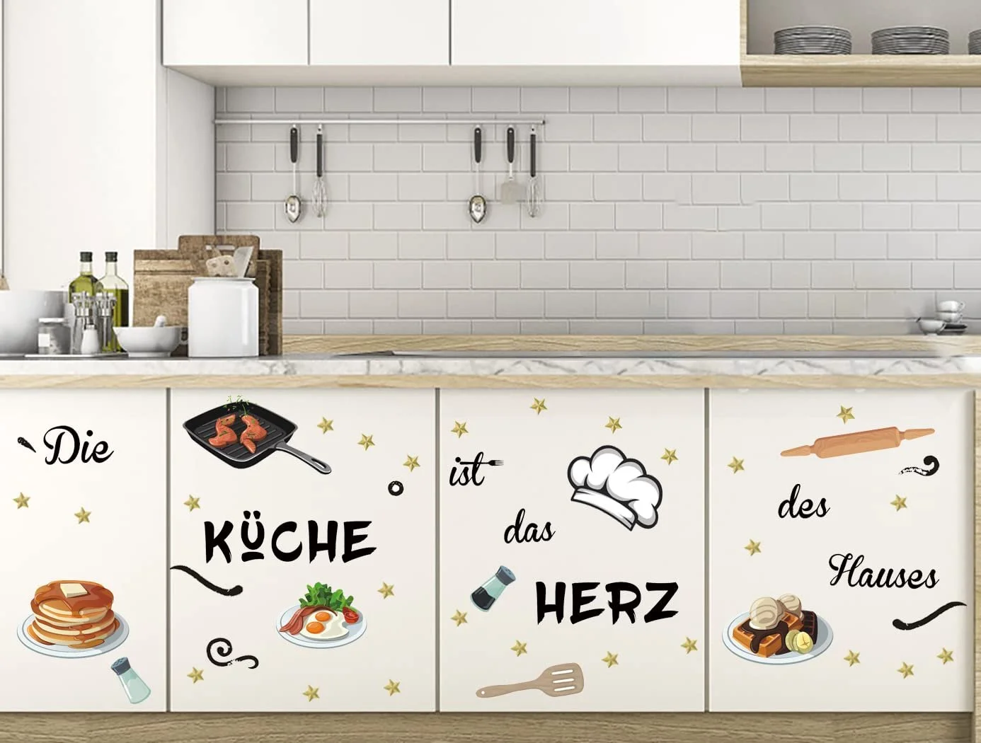 Наклейки на стену Кухня Надписи и кухонные принадлежности Виниловые 44 шт. Многоцветные, фото №4
