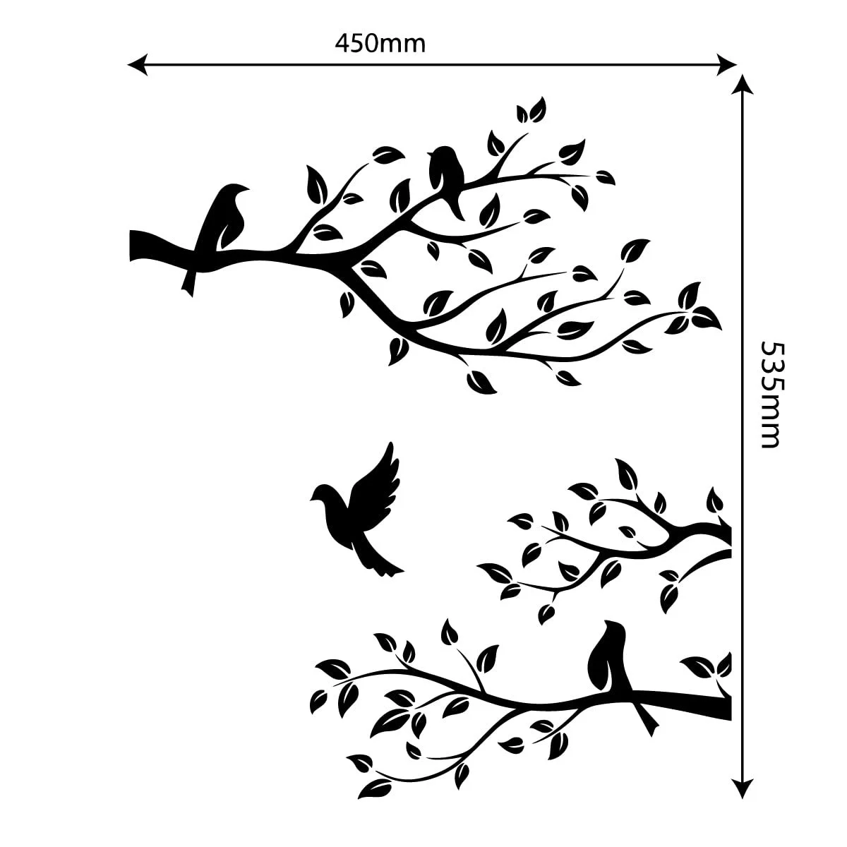 Наклейка на стіну Птахи на гілці Вінілова Біла 450 x 535 мм, фото №8