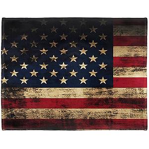 Одеяло YISUMEI Фланель Мягкое флисовое одеяло для кровати 150 x 200 см Винтажный американский флаг Гранж - Фото 1