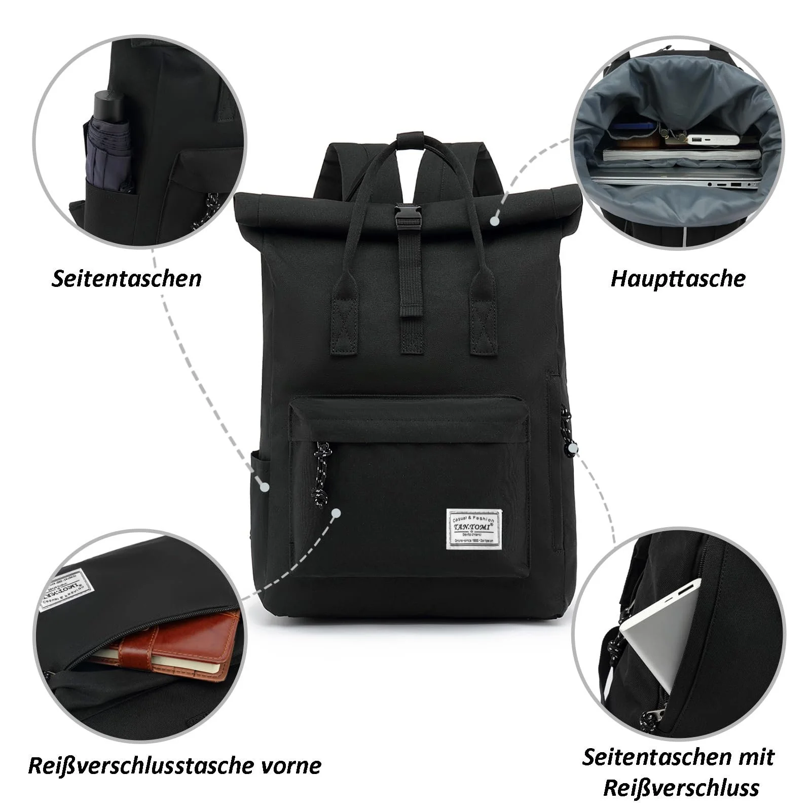 Рюкзак Rolltop Tantomi 15.6 дюйма, фото №6 Рюкзак Rolltop Tantomi 15.6 дюйма, фото №6