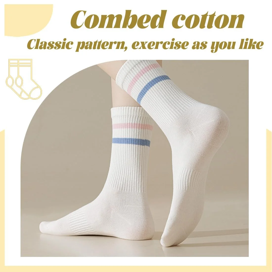 Спортивные носки Хлопок 3 пары Мужские Женские Полосатые, фото №5