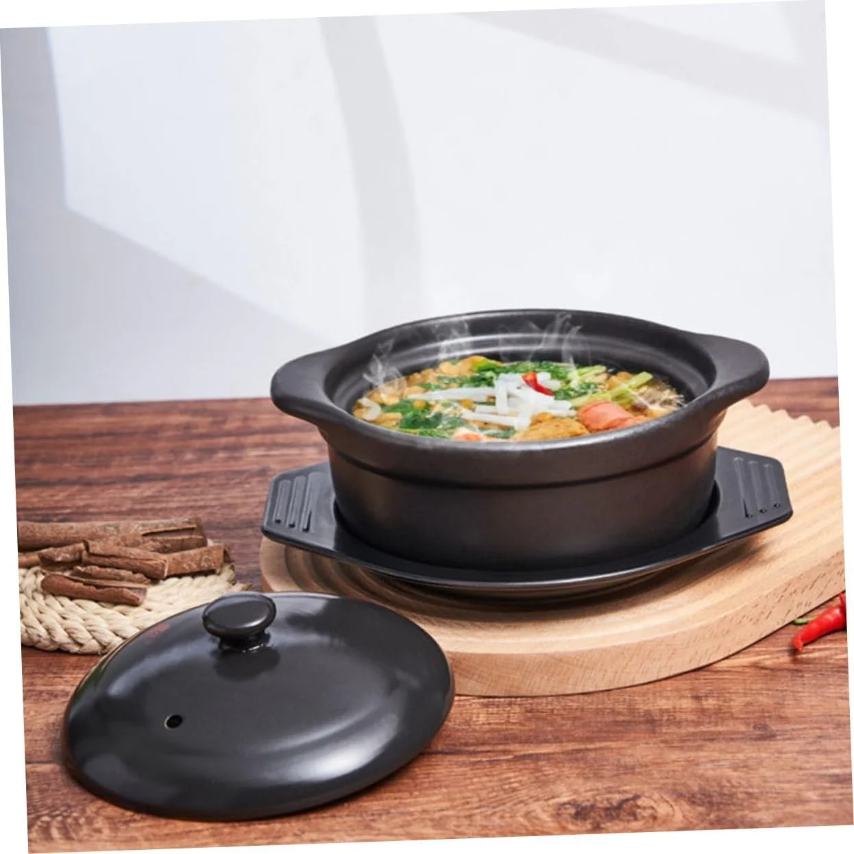 Каструля-кокор Sosoport керамічна для тушкування з кришкою багатофункціональна побутова для супу та курки, фото №7