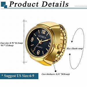 Кільце-годинник Silverora Finger Watch, аналоговий кварцовий, еластичний браслет, кільце на палець, сталь synthetic.ua - Фото 1