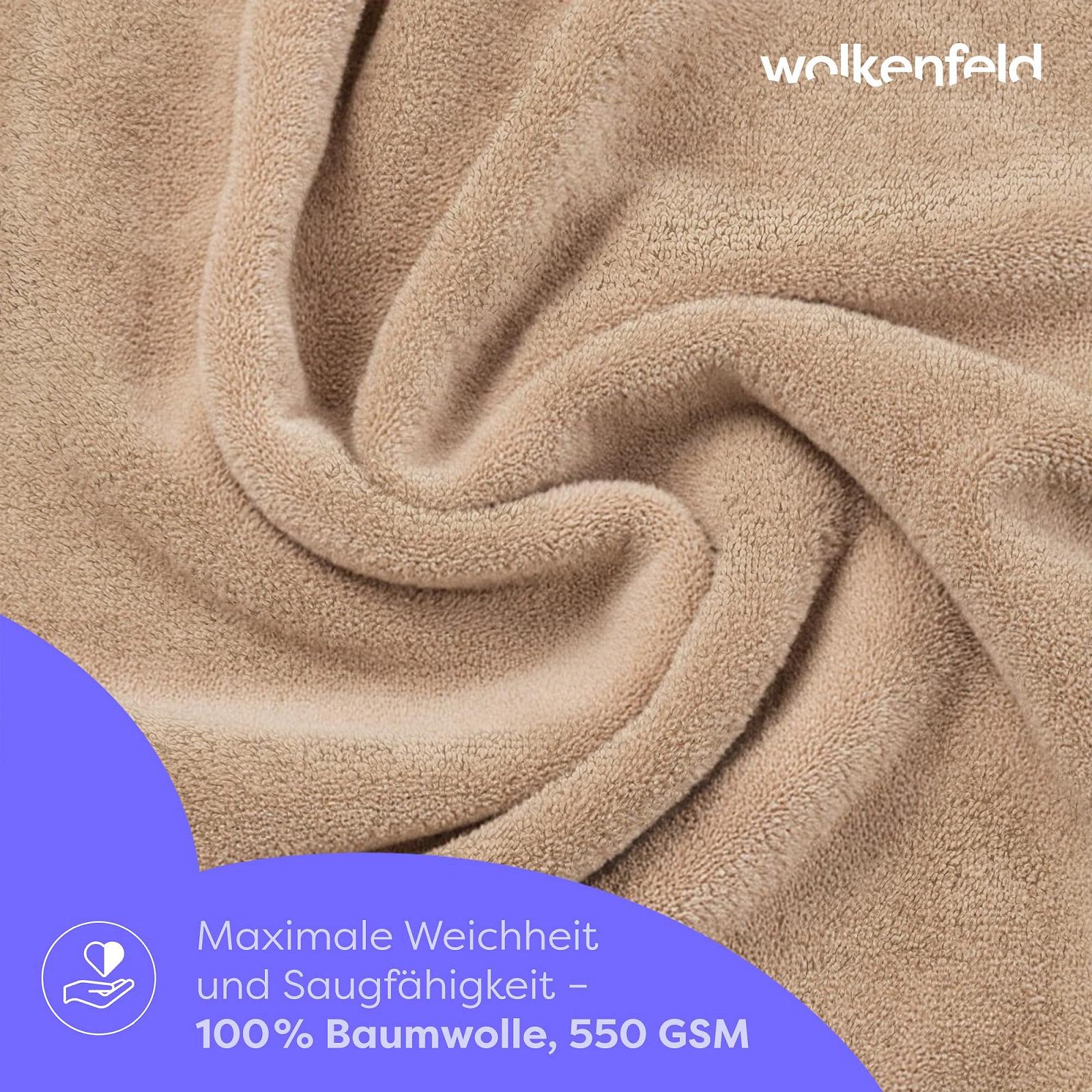 Набір рушників Wolkenfeld 6 предметів 100% бавовна Oeko-Tex 550 г/м² 2 банні 4 для рук бежевий, фото №8