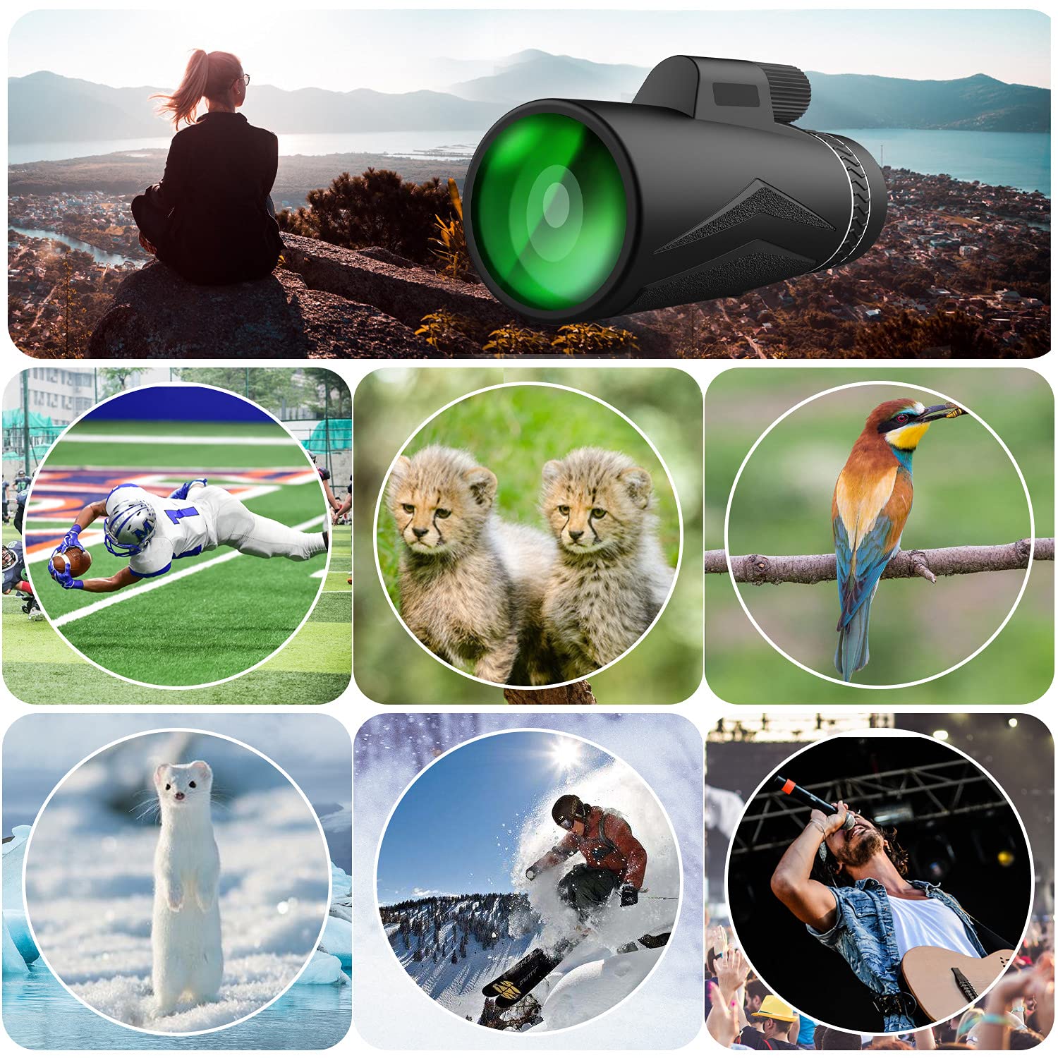 Монокуляр Starscope Telescope (Gen 1) 12x50 для смартфона 12× зум высокого разрешения с призмой BAK4 встроенный компас черный, фото №6