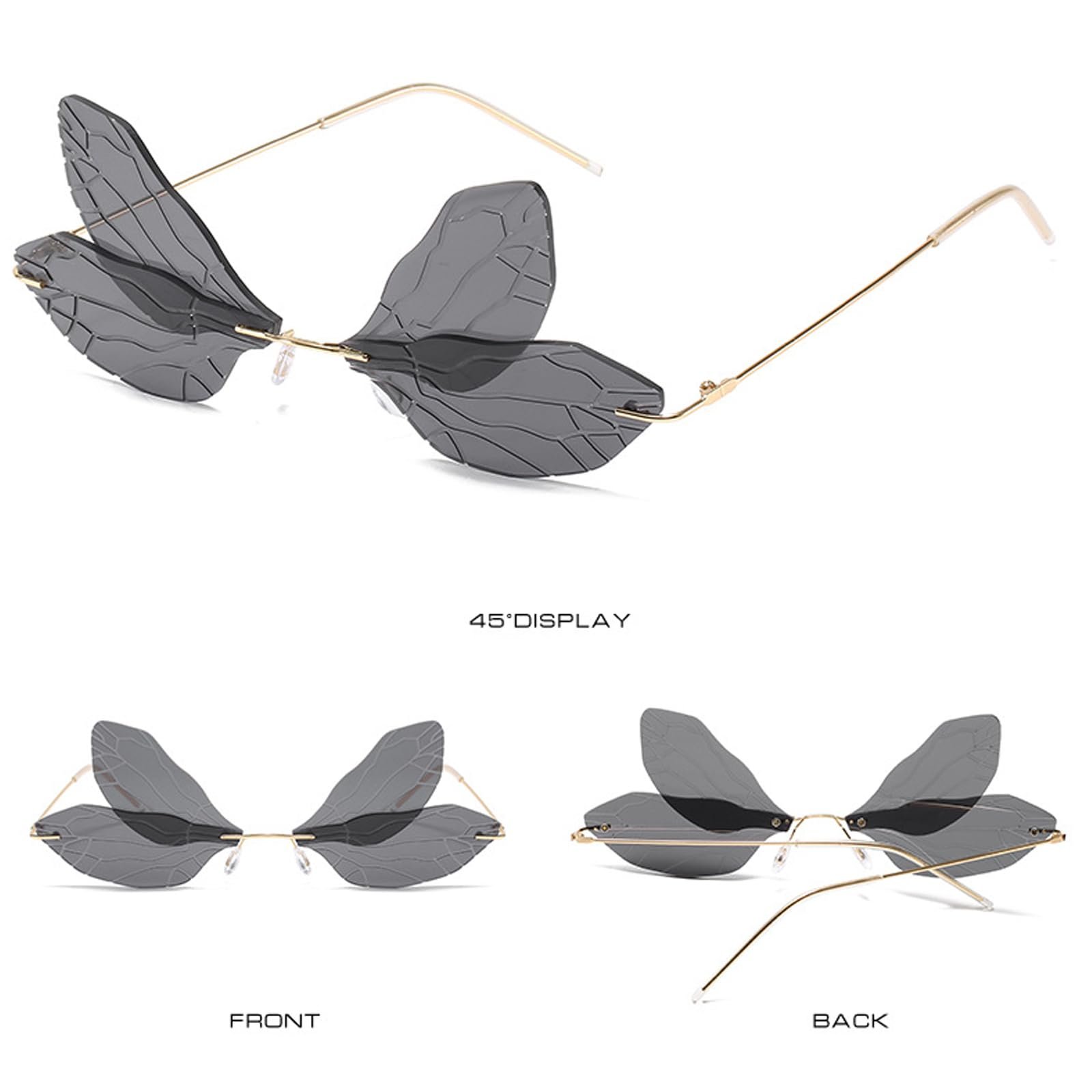 Сонцезахисні окуляри YouYuer Вінтажні Без оправи Ретро Різнокольорові, 2 шт, фото №7