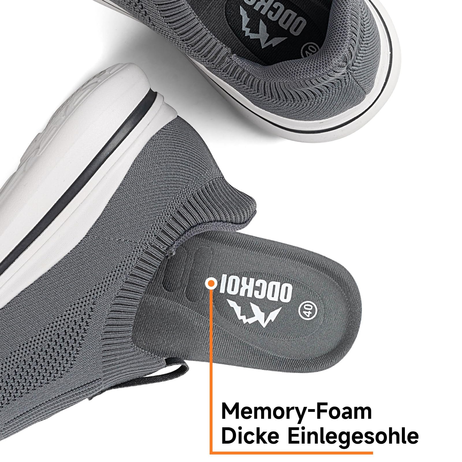 Чоловічі сліпони для ходьби ODCKOI, дихаючі легкі кросівки, атлетичні нековзні кросівки для бігу, фото №5