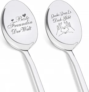 Ложка кофейная с гравировкой Beste Freundin Der Welt & Danke Dass Es Dich Gibt - Фото 1