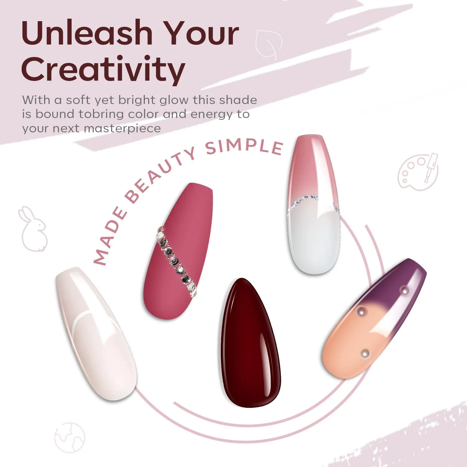 Полигель Modelones Набор 6 цветов Натуральный розовый фиолетовый, фото №8