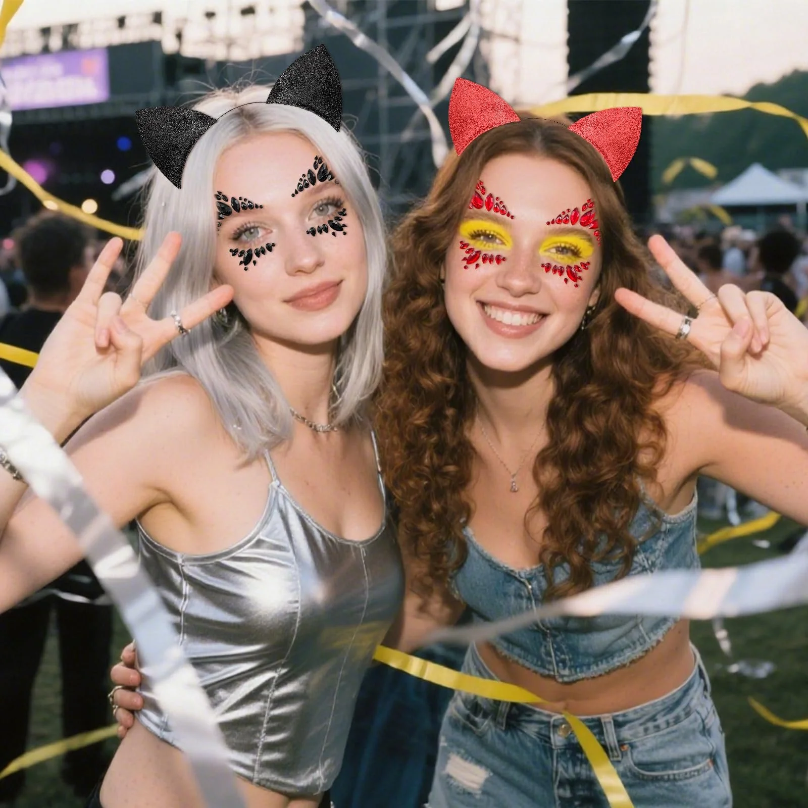 Обруч Вушка кота з блискучими камінцями, фото №4 Обруч Вушка кота з блискучими камінцями, фото №4