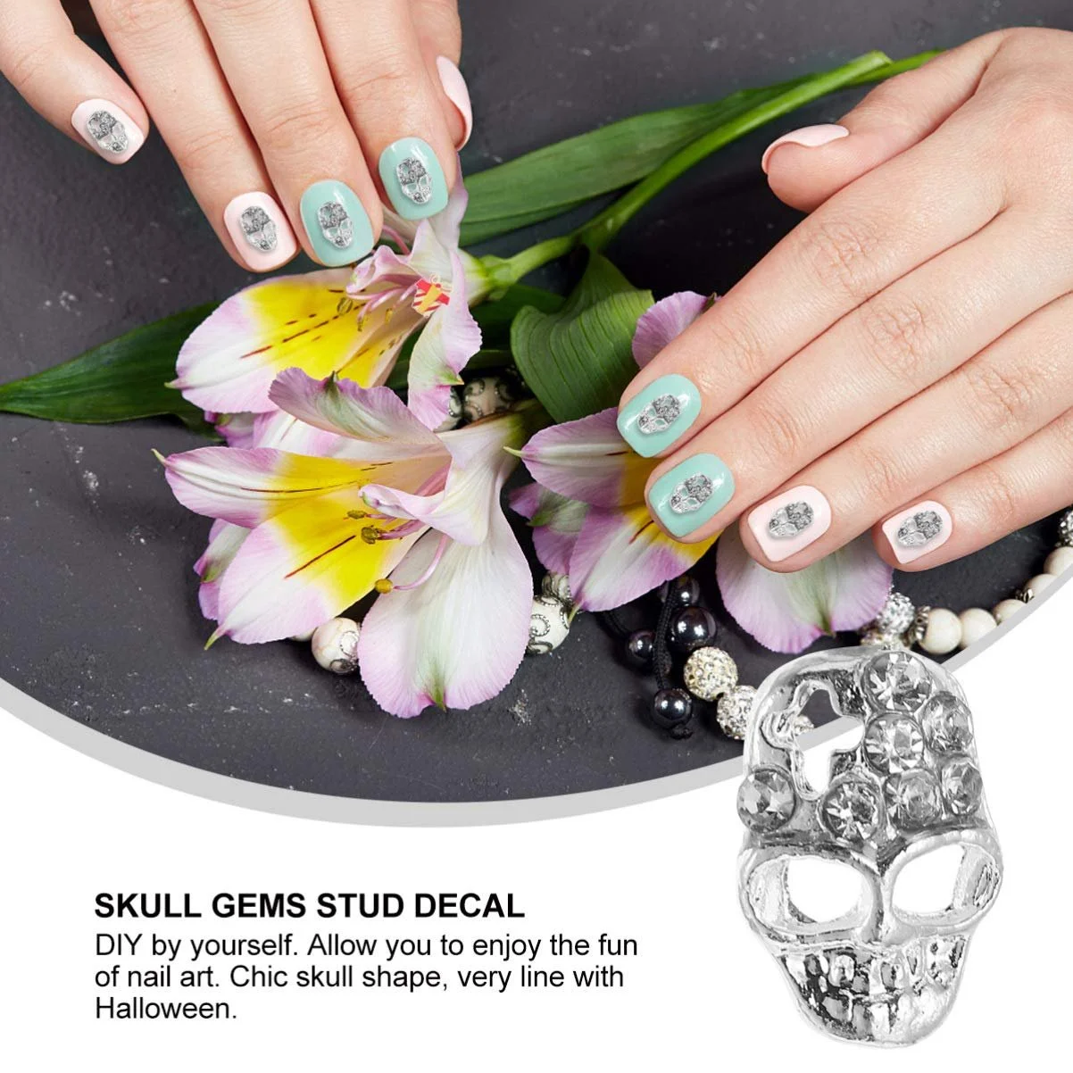 Заклепки для ногтей Череп FRCOLOR 3D Голова призрака 20 шт., фото №4