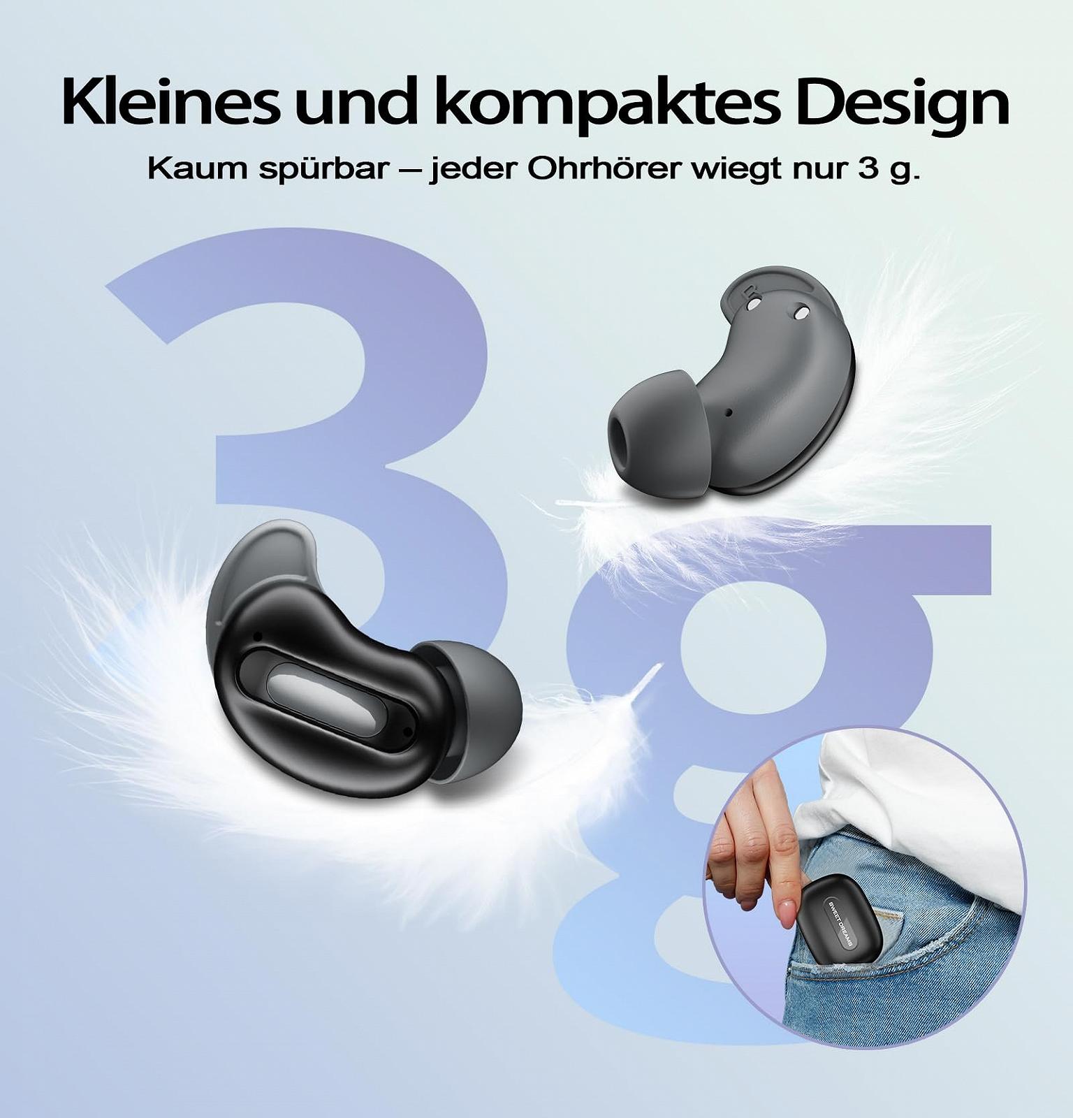 Навушники Bluetooth, Sleep Headphones, Бездротові навушники Bluetooth 5.4 з 4 мікрофонами ANC+ENC 48 год, Hi-Fi звук, сенсорне керування, IPX7 водонепроникні, зручні для тих, хто спить на боці, фото №9