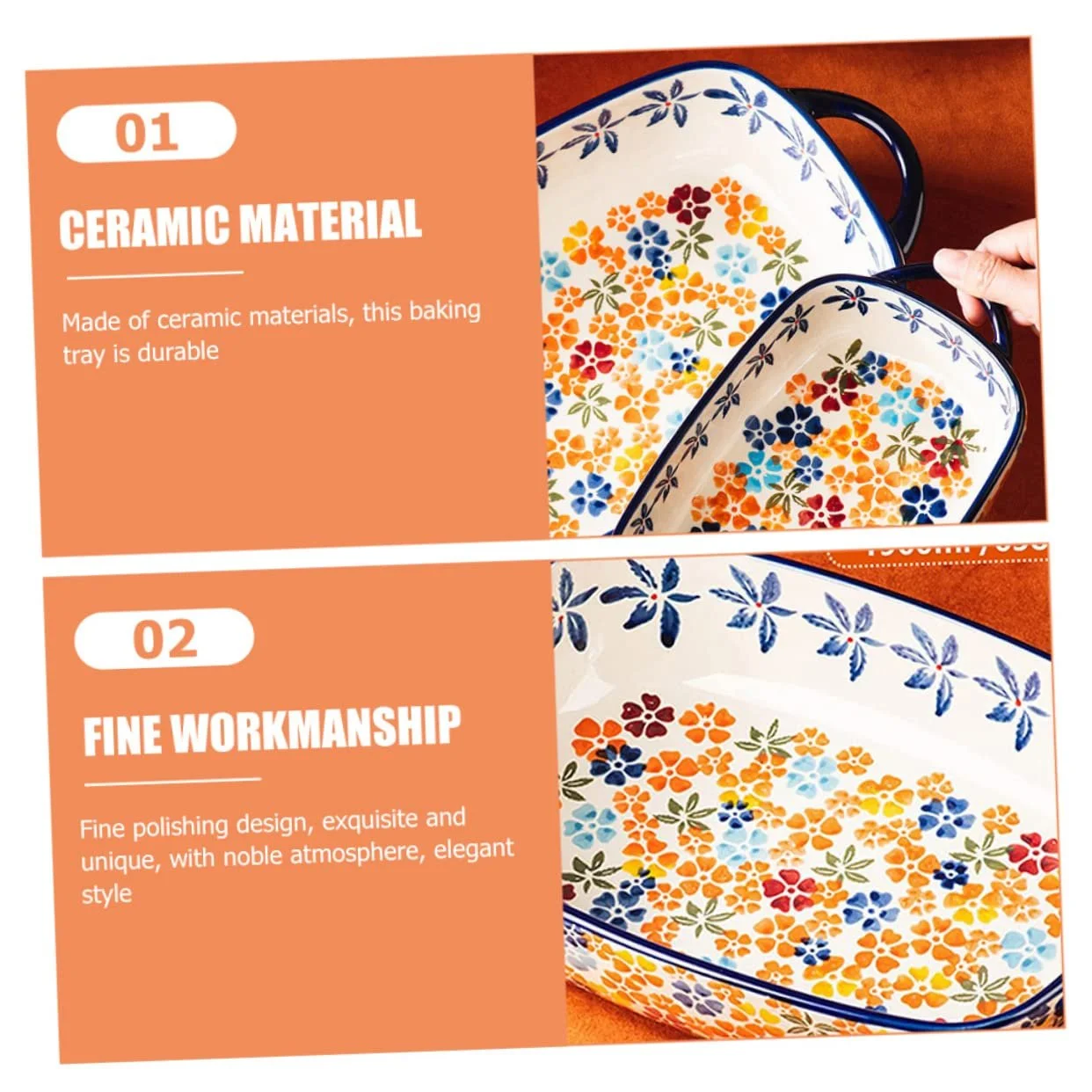 Форма для запікання GALPADA Керамічна Із закругленими краями Для мікрохвильової печі та духовки, фото №7