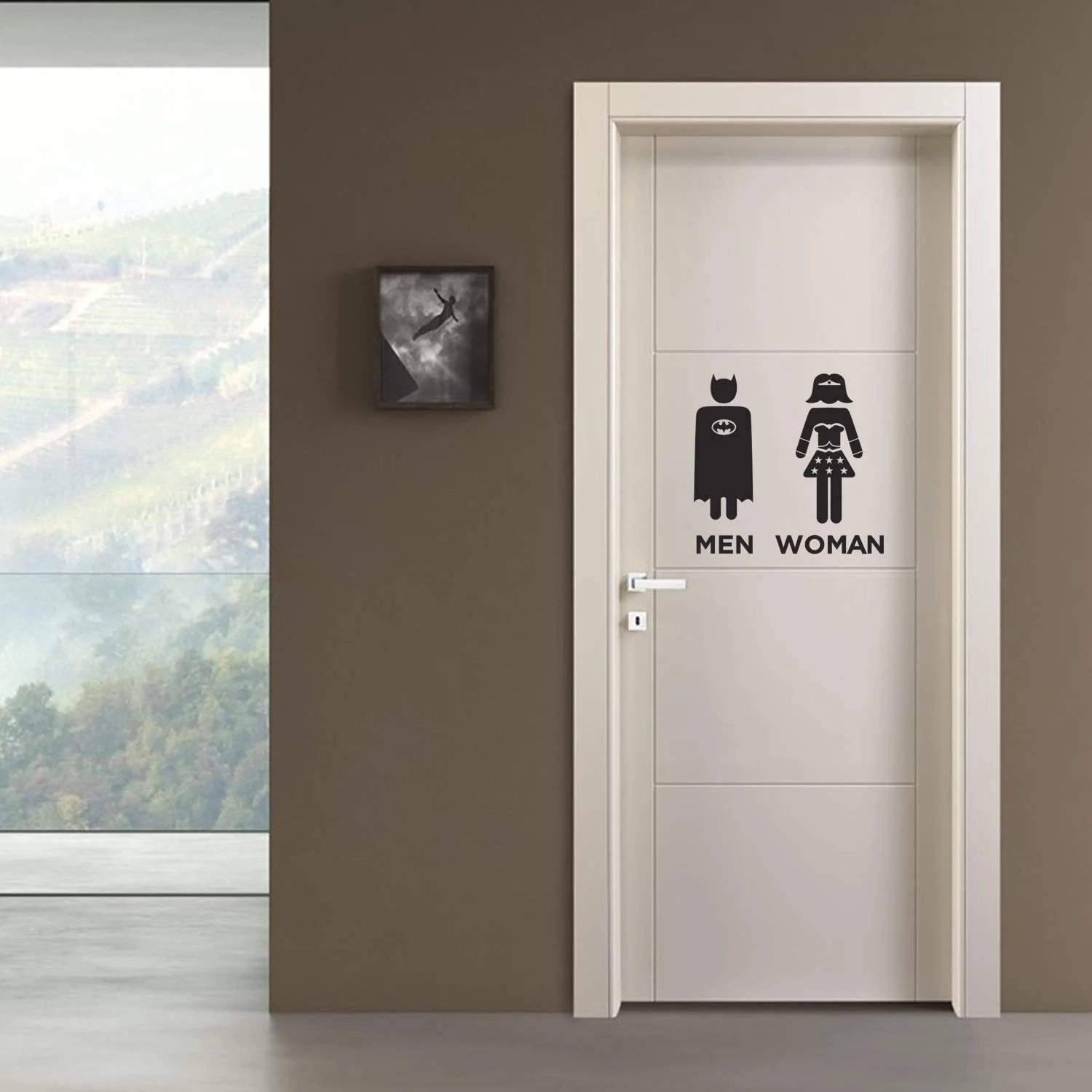 Наклейка на туалет Супергерои Бэтмен и Чудо-женщина Черный, фото №4 Наклейка на туалет Супергерои Бэтмен и Чудо-женщина Черный, фото №4