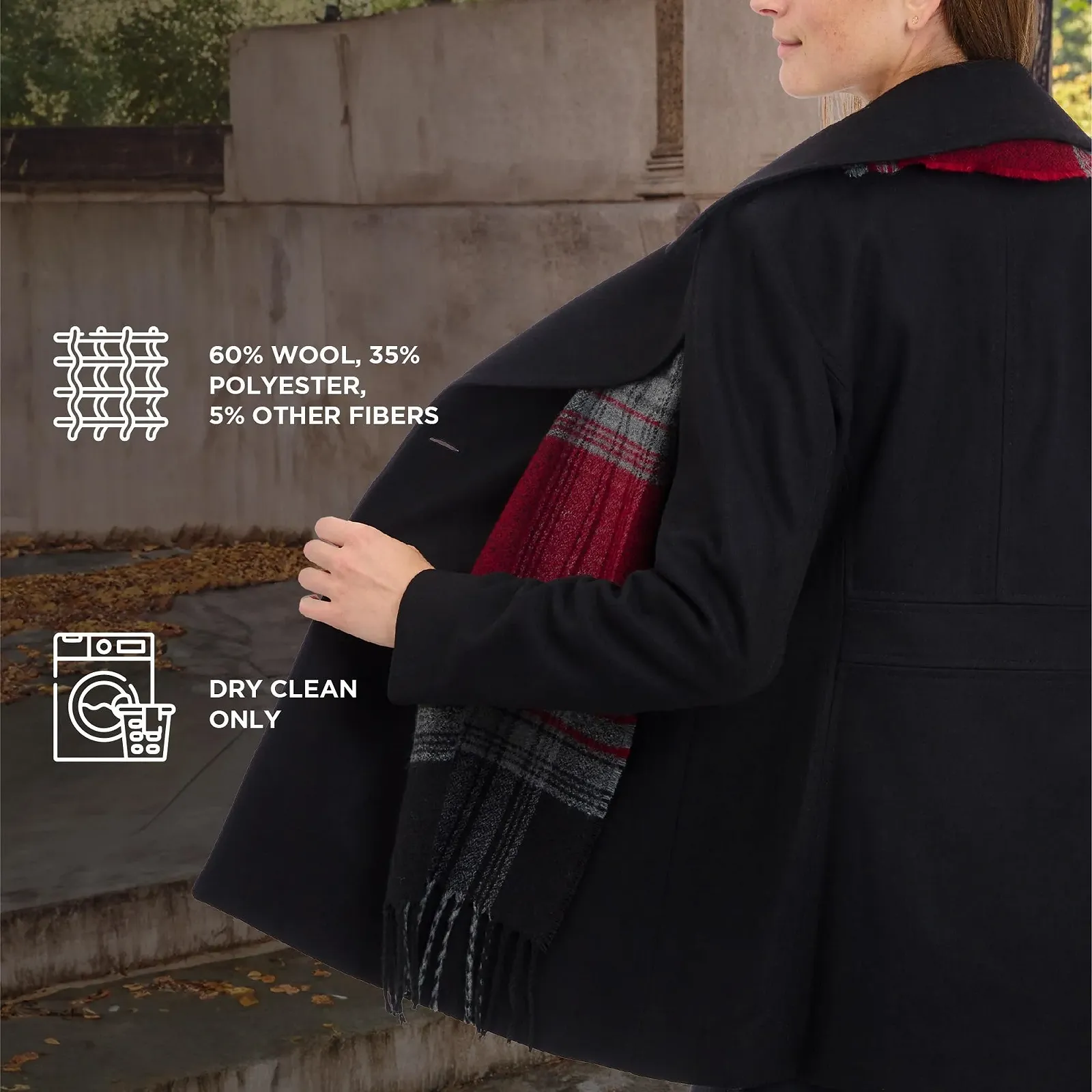 Двобортне пальто дафлкот LONDON FOG з шарфом, фото №5