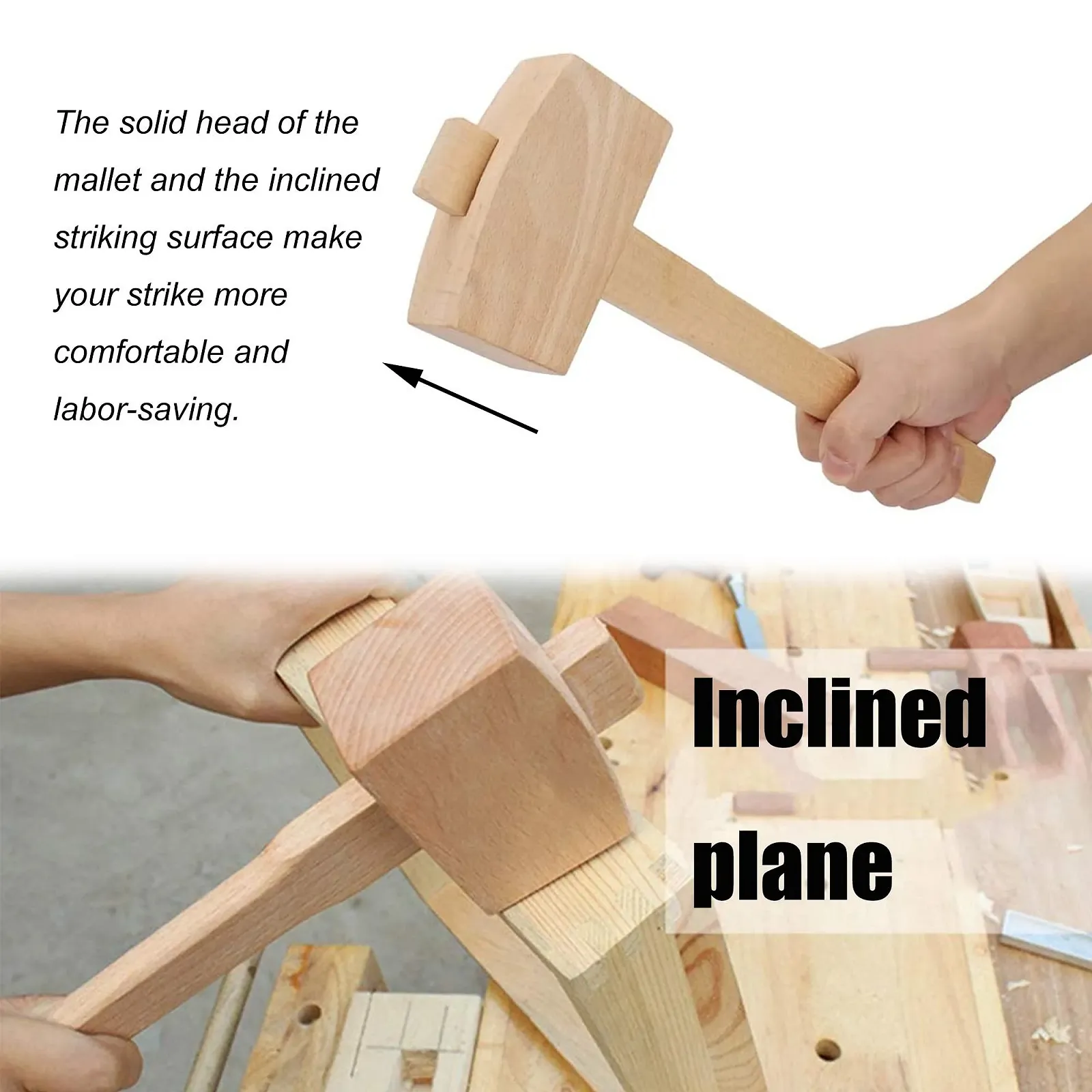 Киянка столярная Solid Beech 245 мм цвет дерева, фото №4