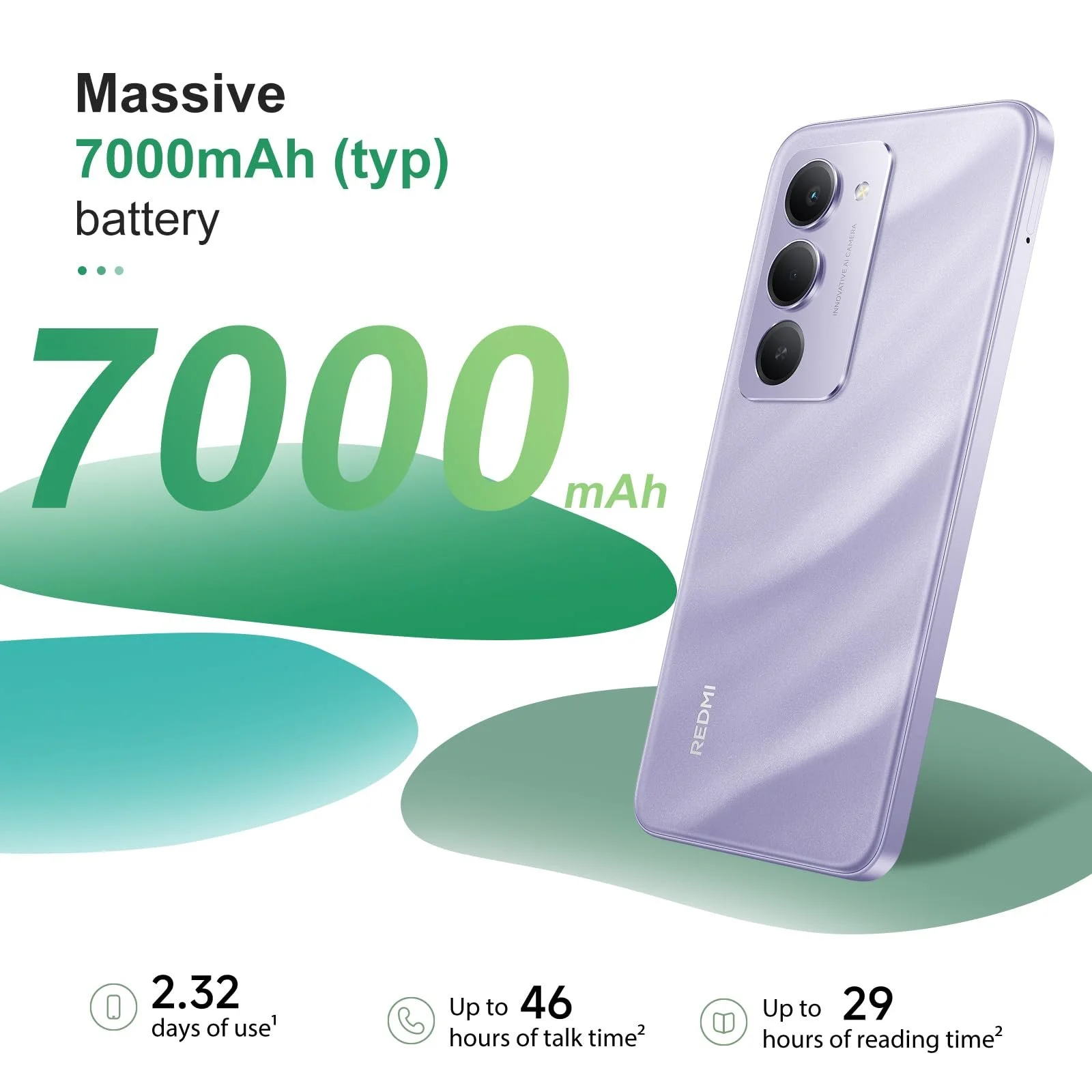 Смартфон XIAOMI Redmi 15 8+256 GB 6.9 дюймов 144 Hz 50MP Snapdragon 685 7000 mAh с чехлом (без зарядного устройства) Фиолетовый, фото №2