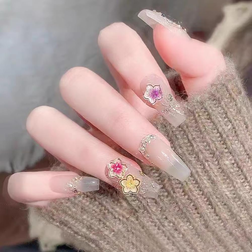 Шарми для нігтів Квіти зі штучної смоли 3D, 100 шт, різнокольорові, фото №6