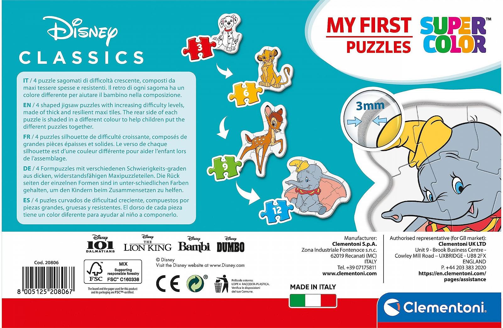 Пазл Clementoni My First Puzzle Disney Animal friends 20806 3-6-9-12 элементов Разноцветный, фото №3