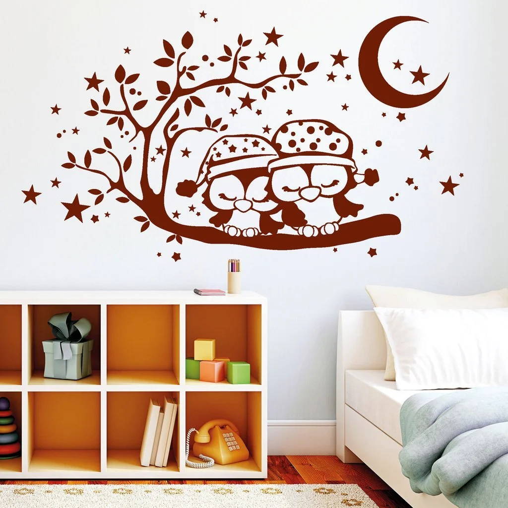 Наклейка на стену Wall Sticker Loft 2 Sleeping Owls 54 цвета / 2 размера, фото №3