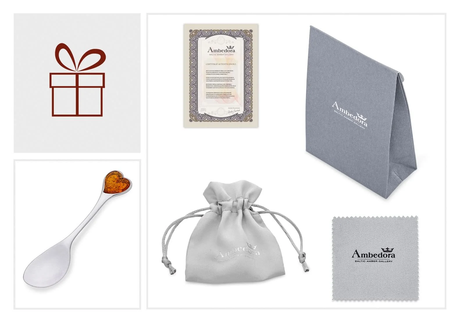 Ложка Сувенірна Good Luck Срібло 925 проби Серце з бурштину L Коньячний колір, фото №7