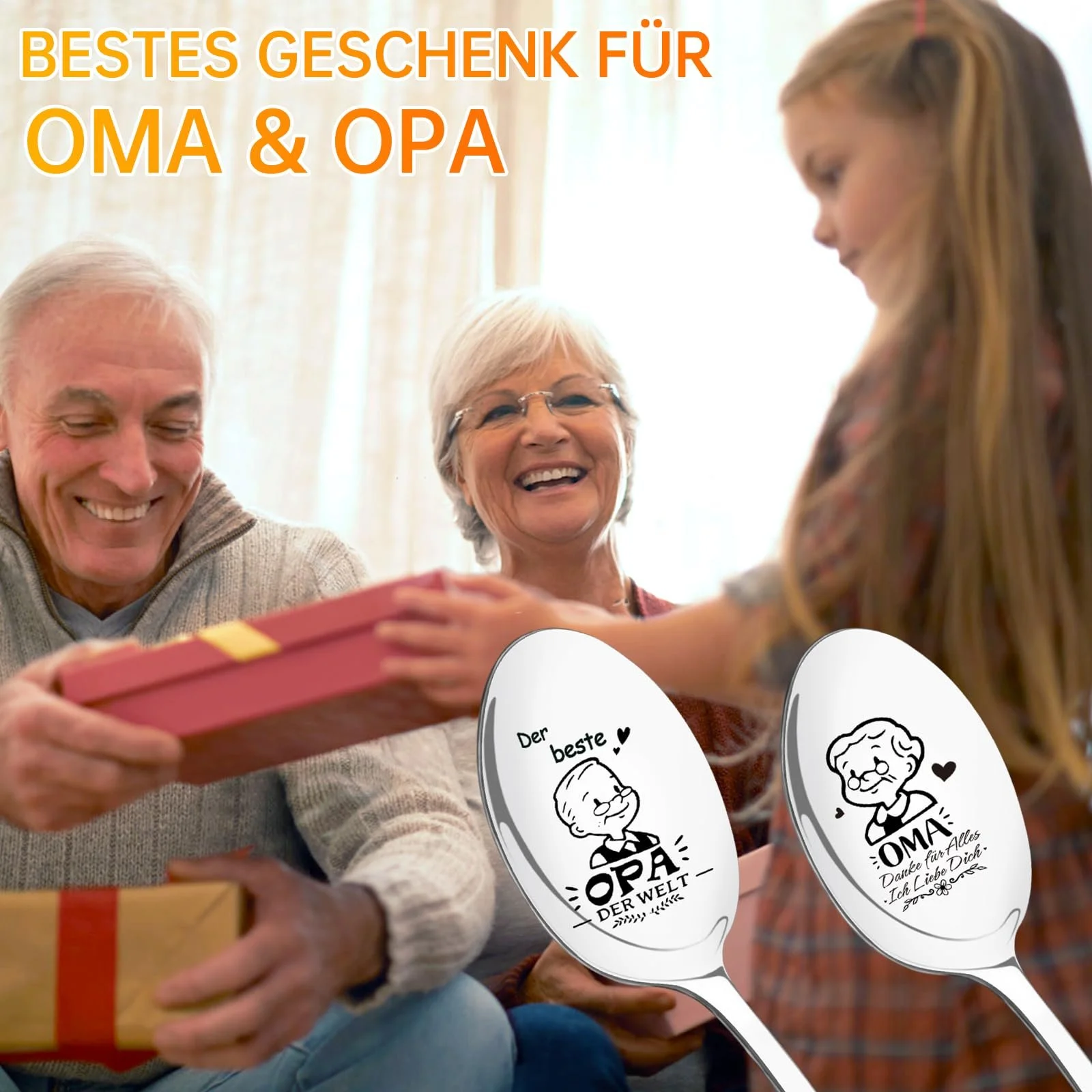 Ложка з гравіюванням для бабусі та дідуся, набір 2 шт, нержавіюча сталь, фото №5