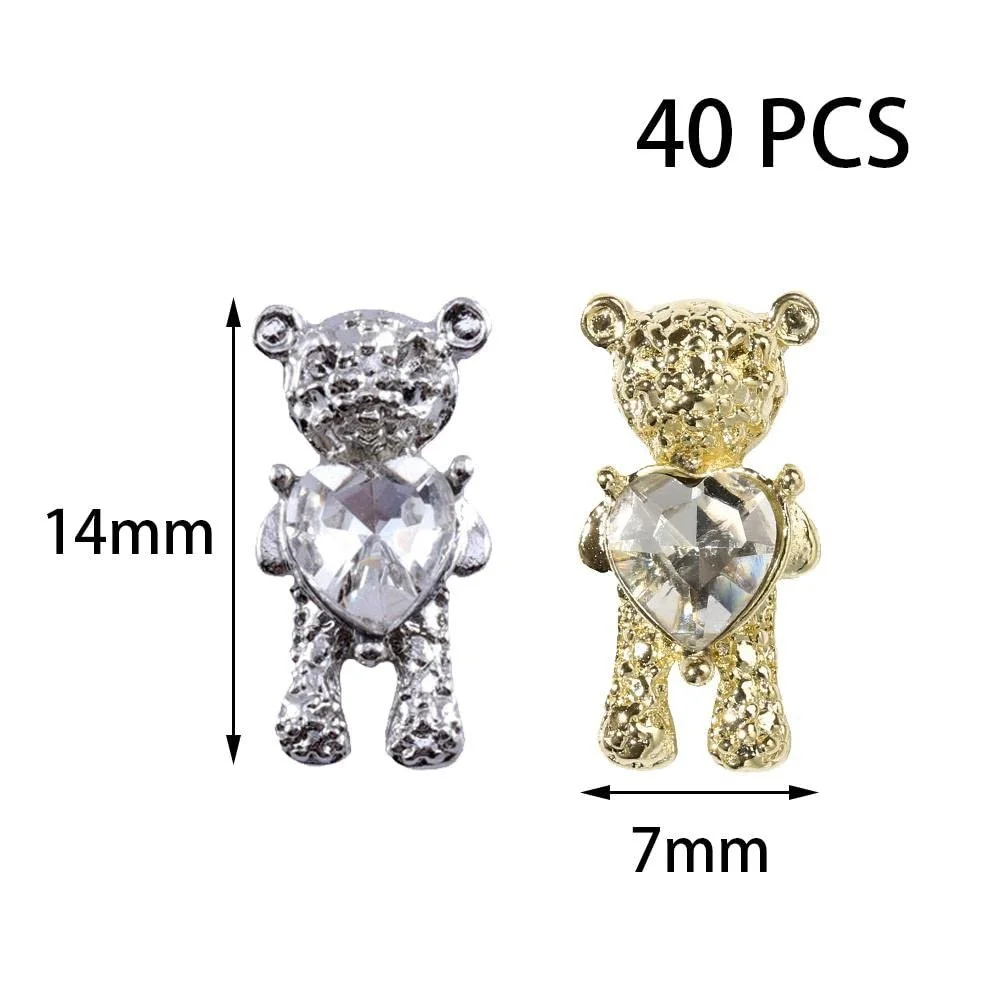 Стрази для нігтів Ведмедик Кристалічні прикраси у формі серця., фото №8