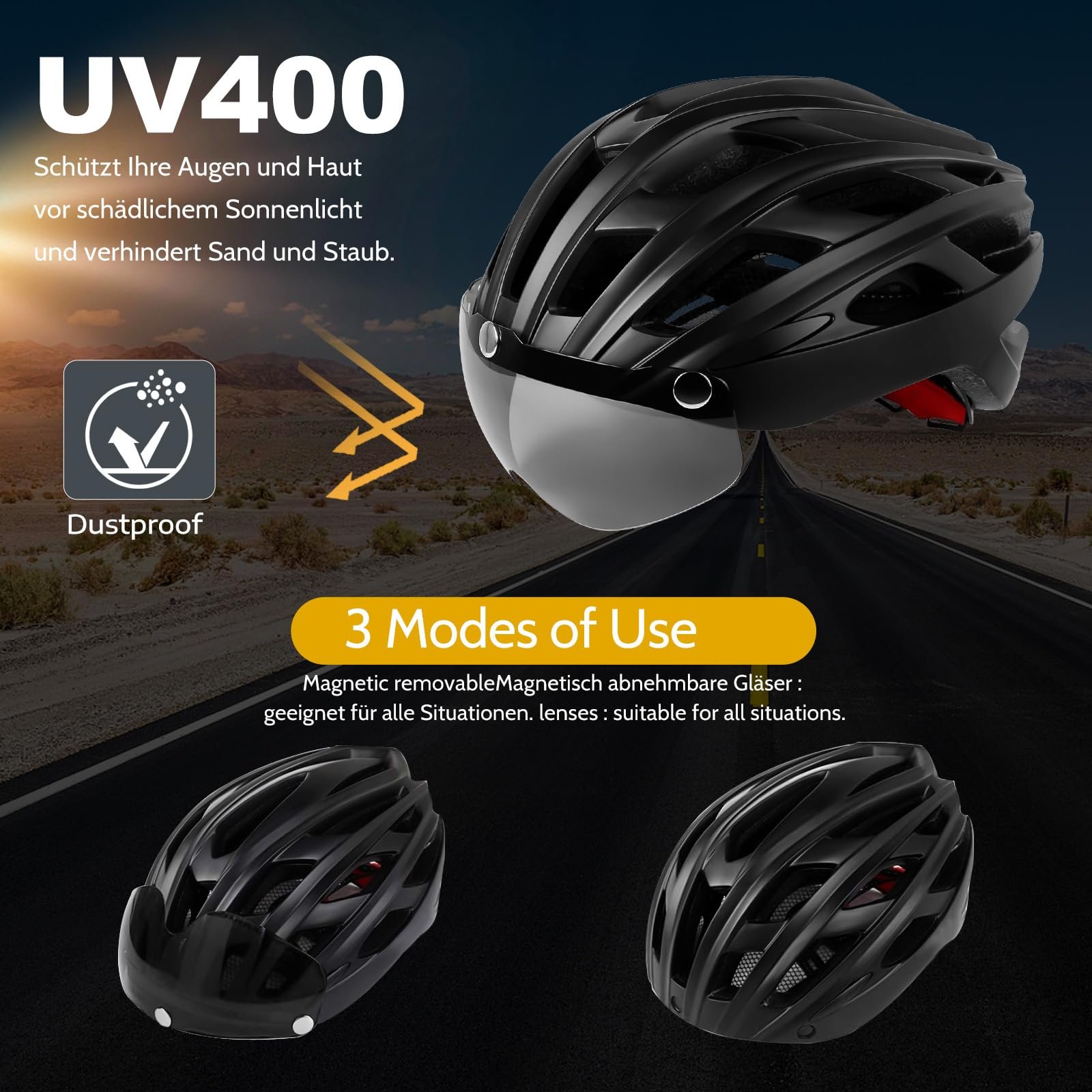 Шолом KINGLEAD MTB з магнітним візором та LED заднім ліхтарем, фото №2