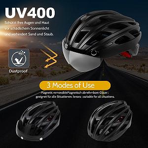 Шолом KINGLEAD MTB з магнітним візором та LED заднім ліхтарем synthetic.ua - Фото 1